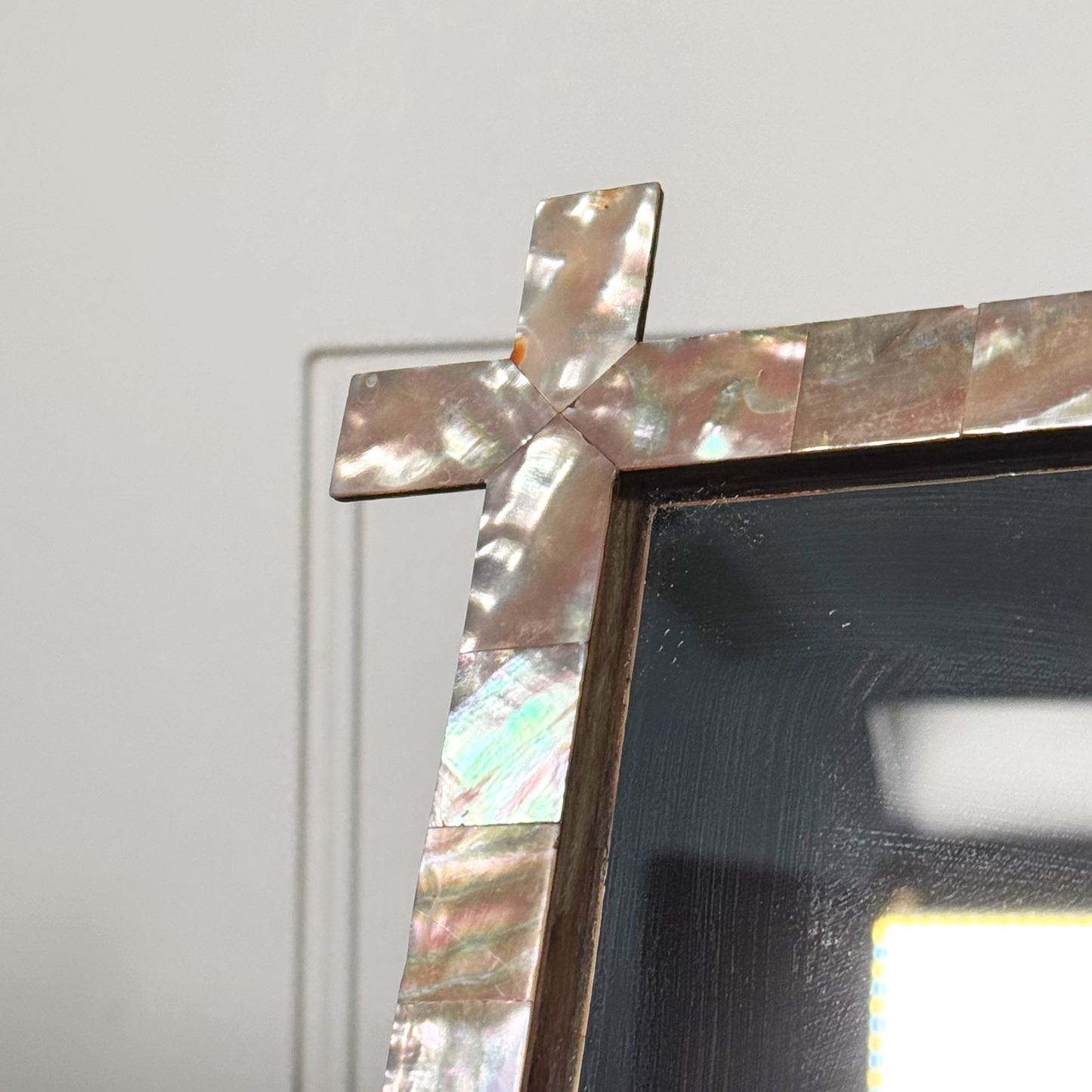 Antique Mother of Pearl Inlay Frame with Mirror