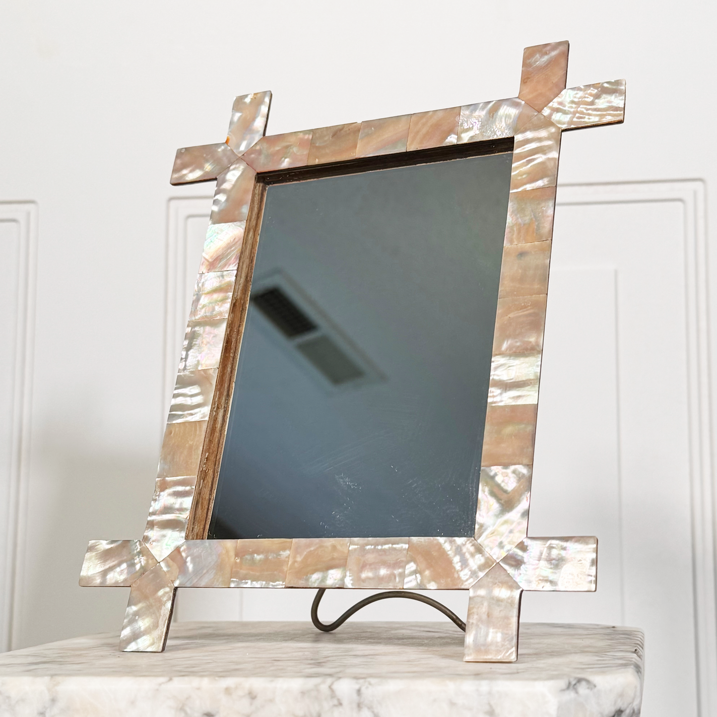 Antique Mother of Pearl Inlay Frame with Mirror