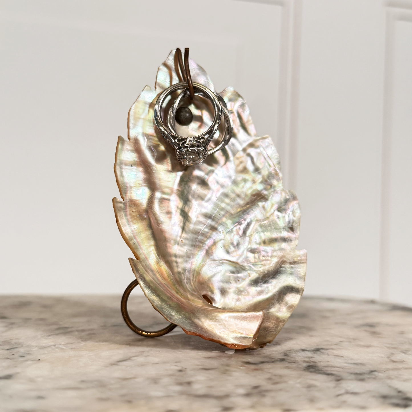 Antique Mother of Pearl Carved Shell Pocket Watch/Jewelry Display